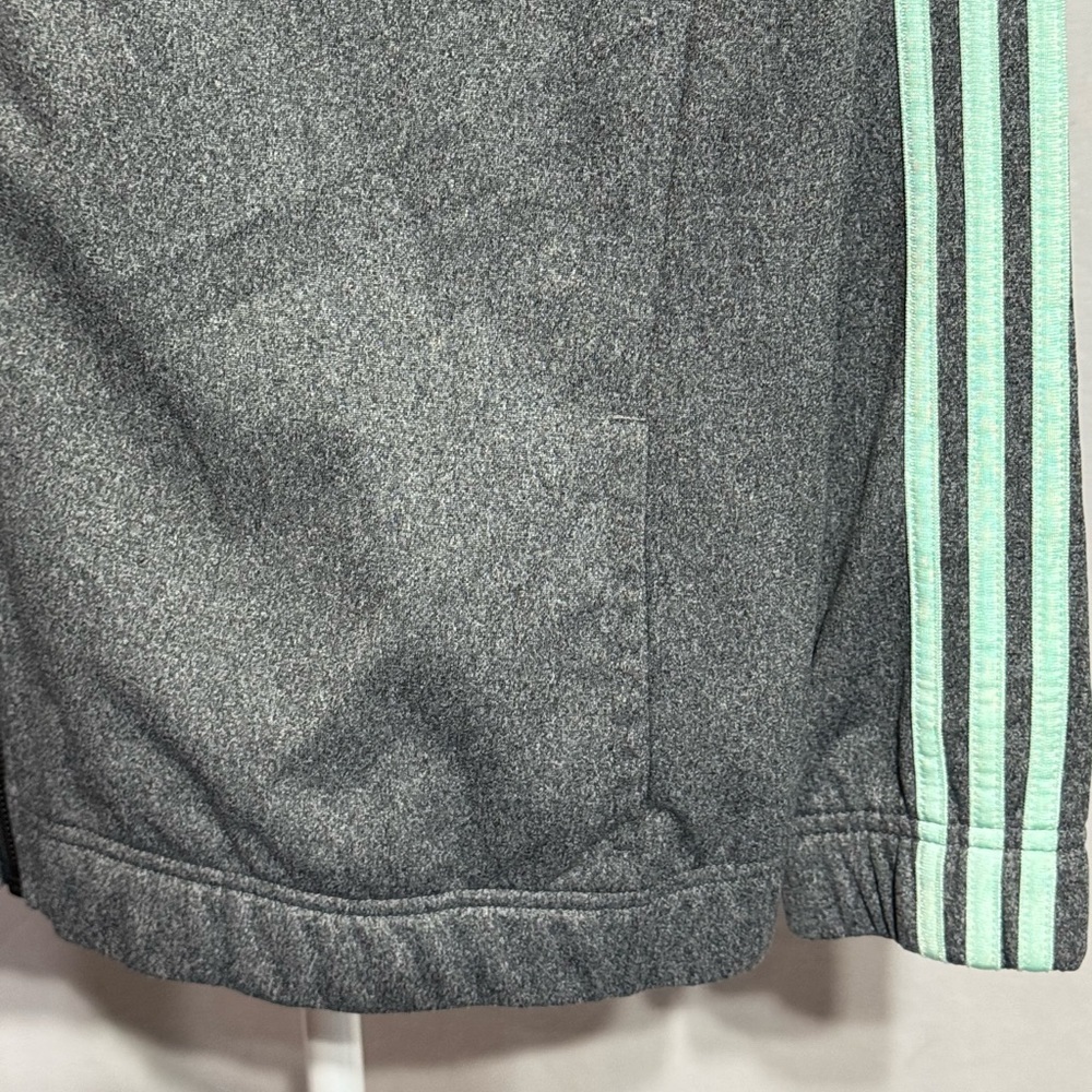 Adidas Heather Gray With Aqua Stripes Full Zip With Pockets Size Large - Picture 4 of 7